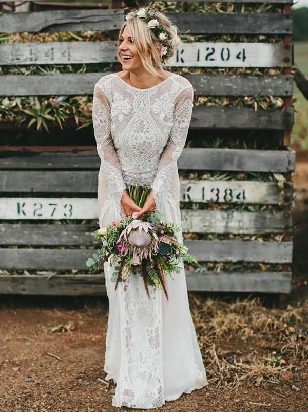 Long Sleeve Ivory Lace See Through ...